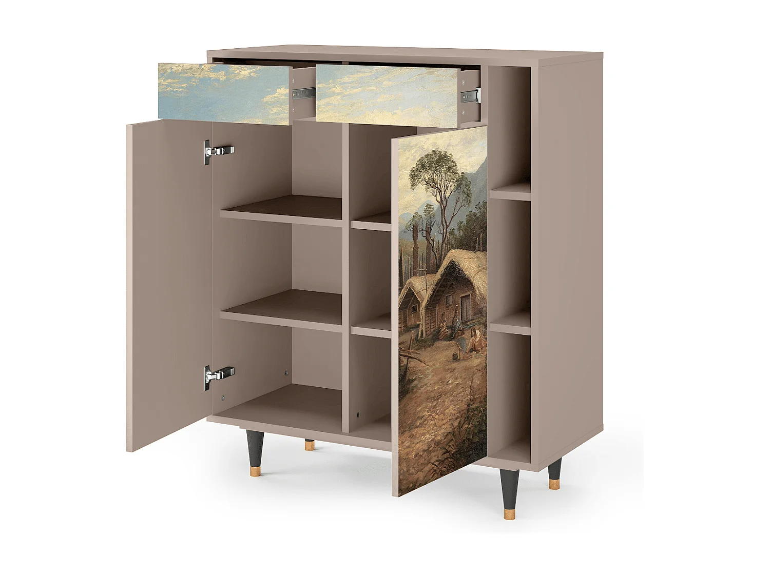 Kredens - 96х110х41 cm - BS6 - View Across the Plains , Latte