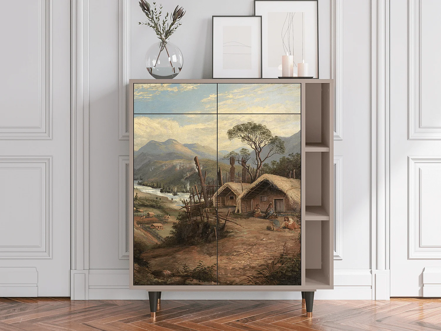 Credenza - 96х110х41 cm - BS6 - View Across the Plains , Latte