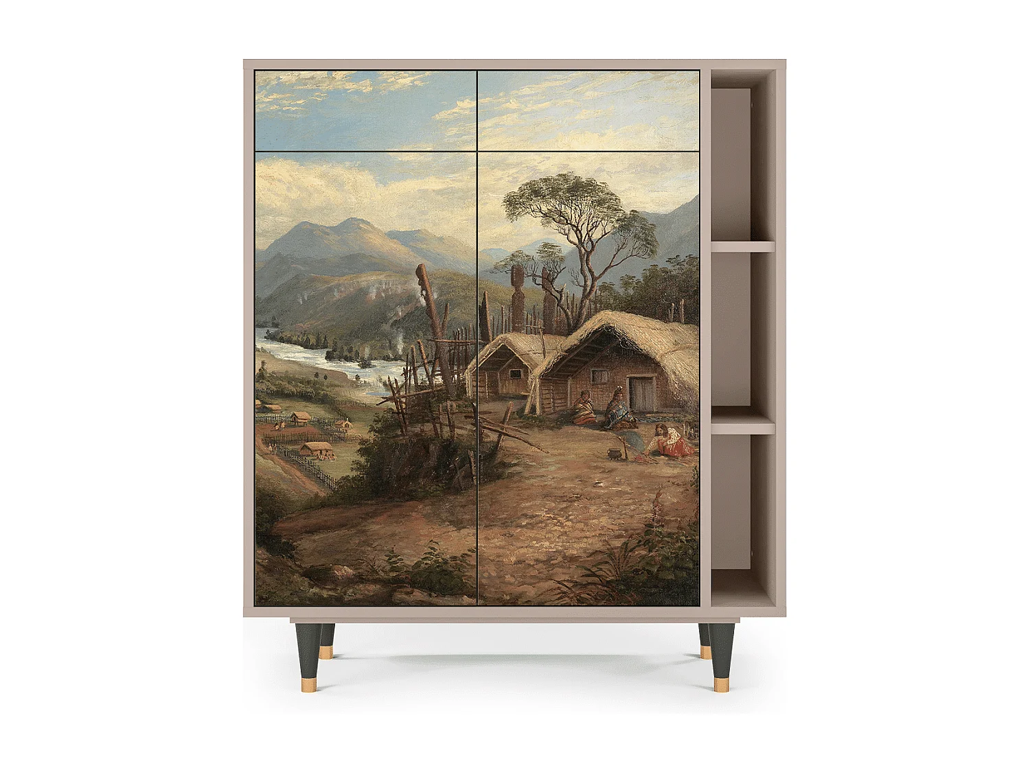 Credenza - 96х110х41 cm - BS6 - View Across the Plains , Latte