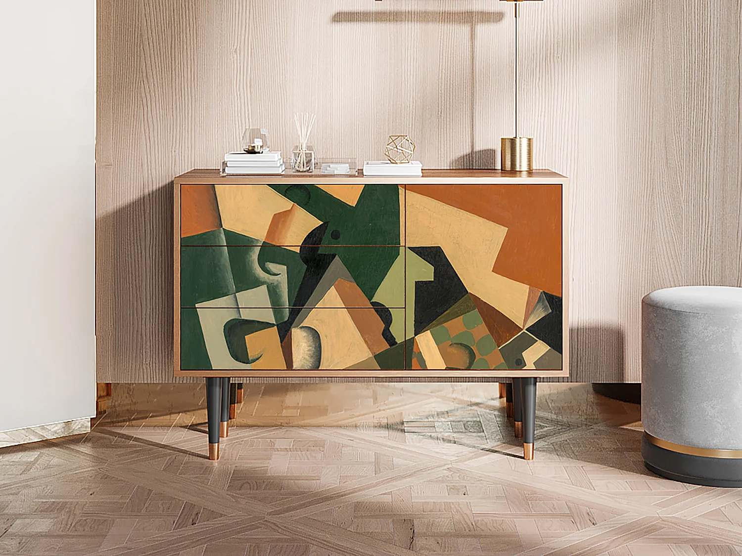 Buffet - 115х84х41 cm - S3 - Glass and Checkerboard, Noyer