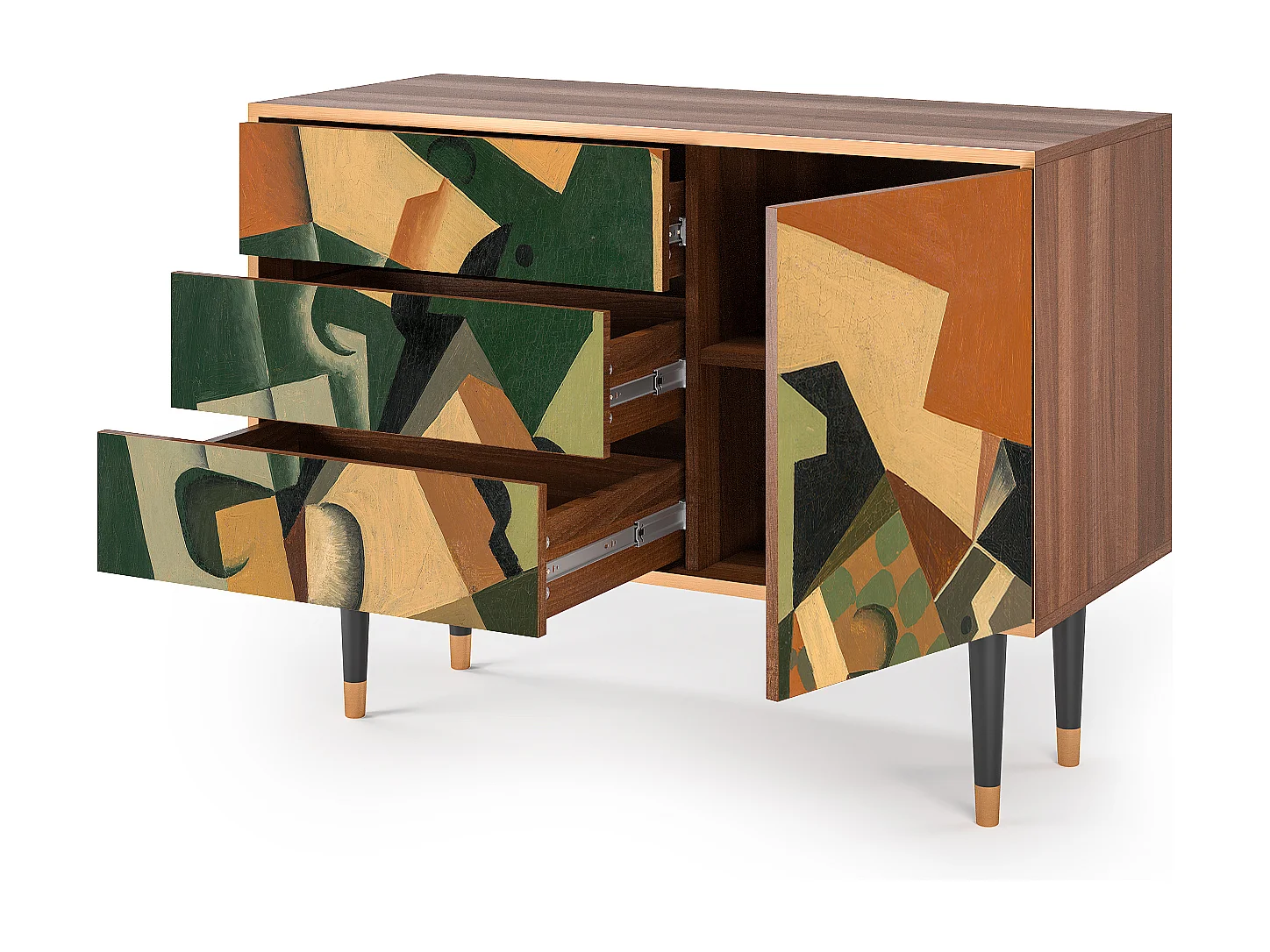 Buffet - 115х84х41 cm - S3 - Glass and Checkerboard, Noyer