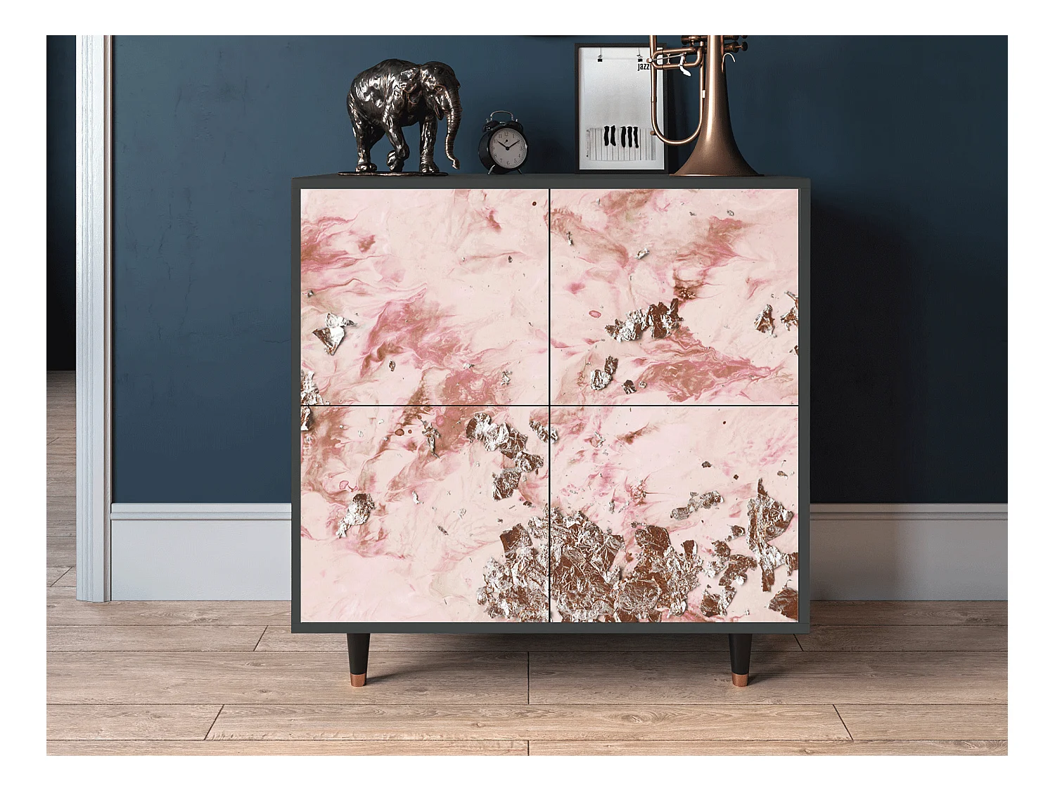 Kredens - 94x96x48 cm - BS3 - Cotton Candy, Antracyt