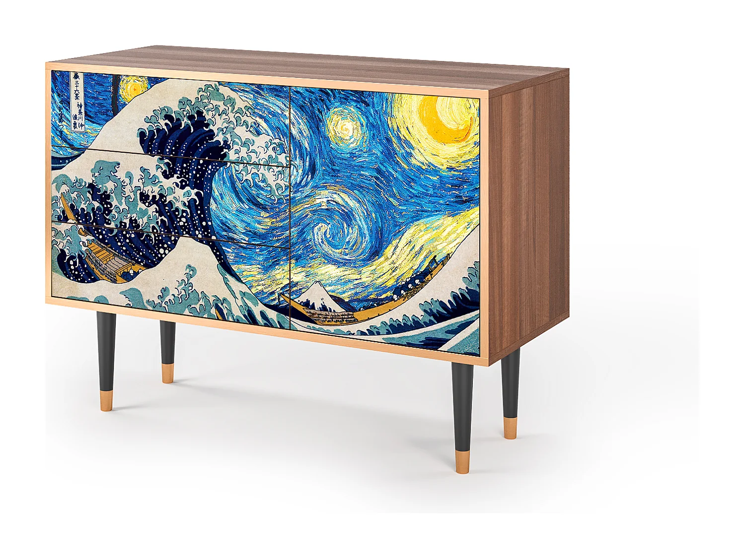 Kredens - 115х84х41 cm - S3 - Great Wave, Orzech