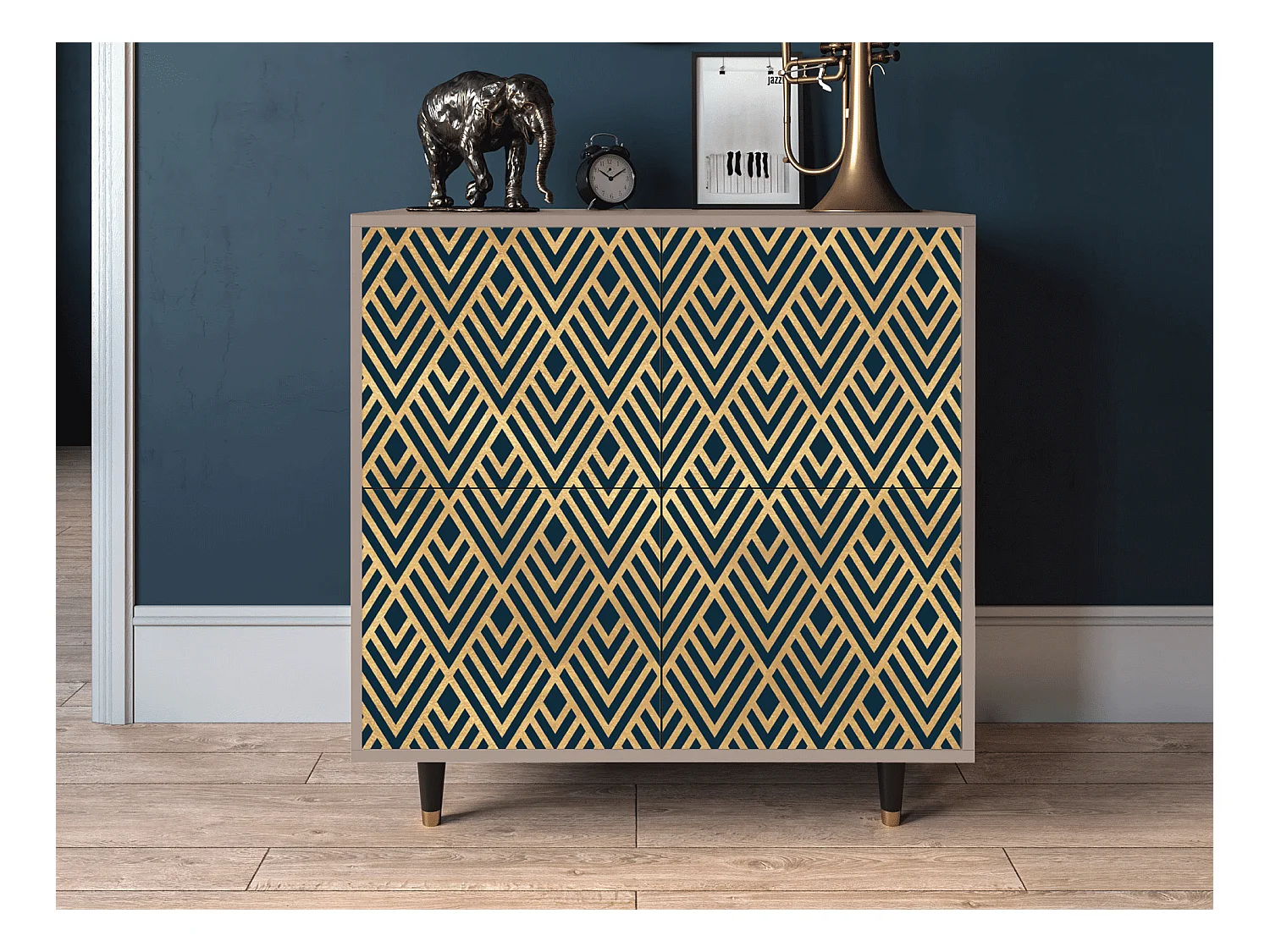 Kredens - 94x96x48 cm - BS3 - Egypt Triangles, Latte