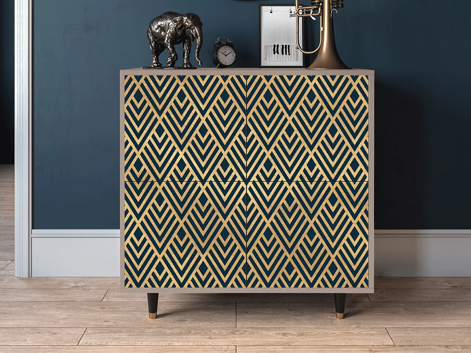 Kredens - 94x96x48 cm - BS3 - Egypt Triangles, Latte