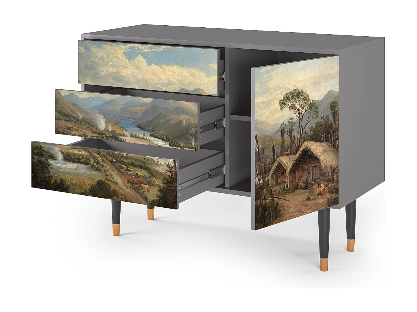 Credenza - 115х84х41 cm - S3 - The Cubist Paintings , Grigio