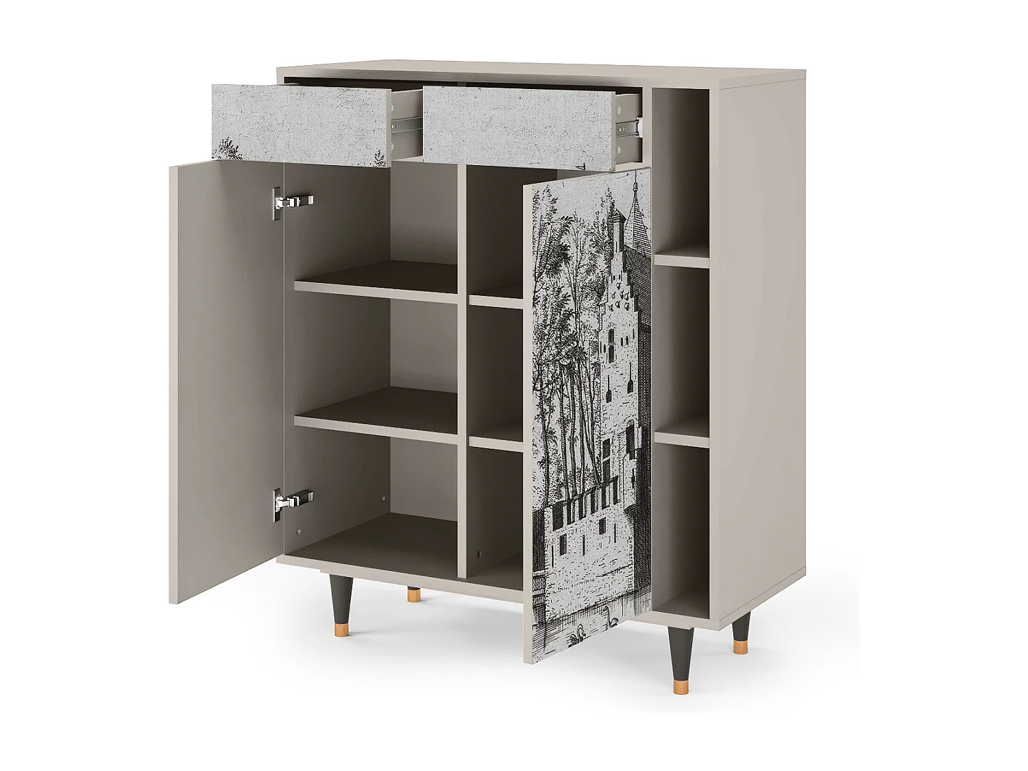 Kredens - 96х110х41 cm - BS6 - Castle by Breugel, Piaskowy