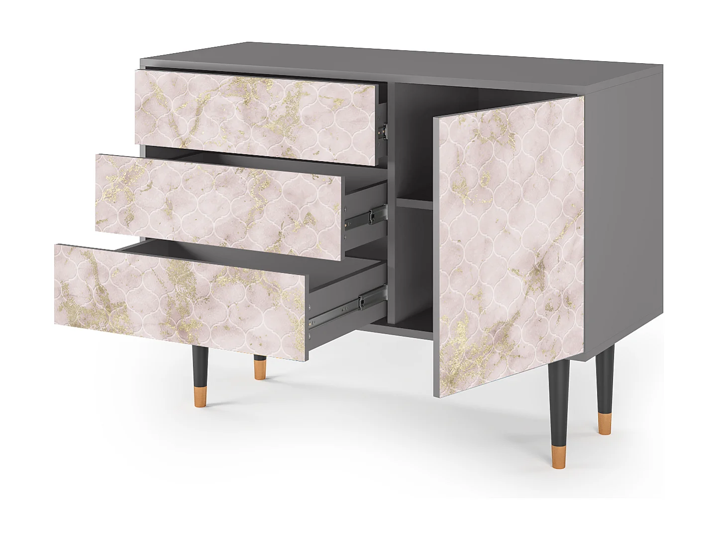 Credenza - 115х84х41 cm - S3 - Dirty Roses, Grigio