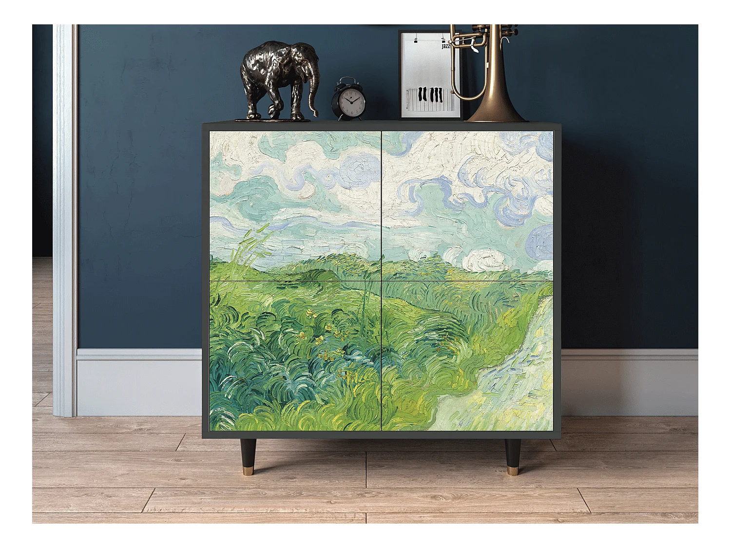 Kredens - 94x96x48 cm - BS3 - Green Wheat Fields, Antracyt