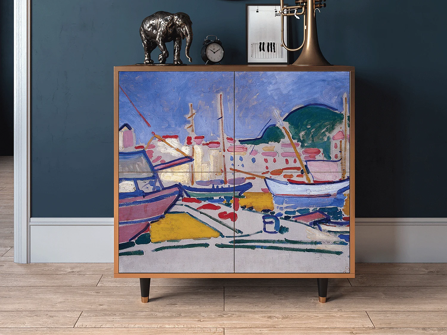 Buffet - 94x96x48 cm - BS3 - The Port of Collioure , Noyer