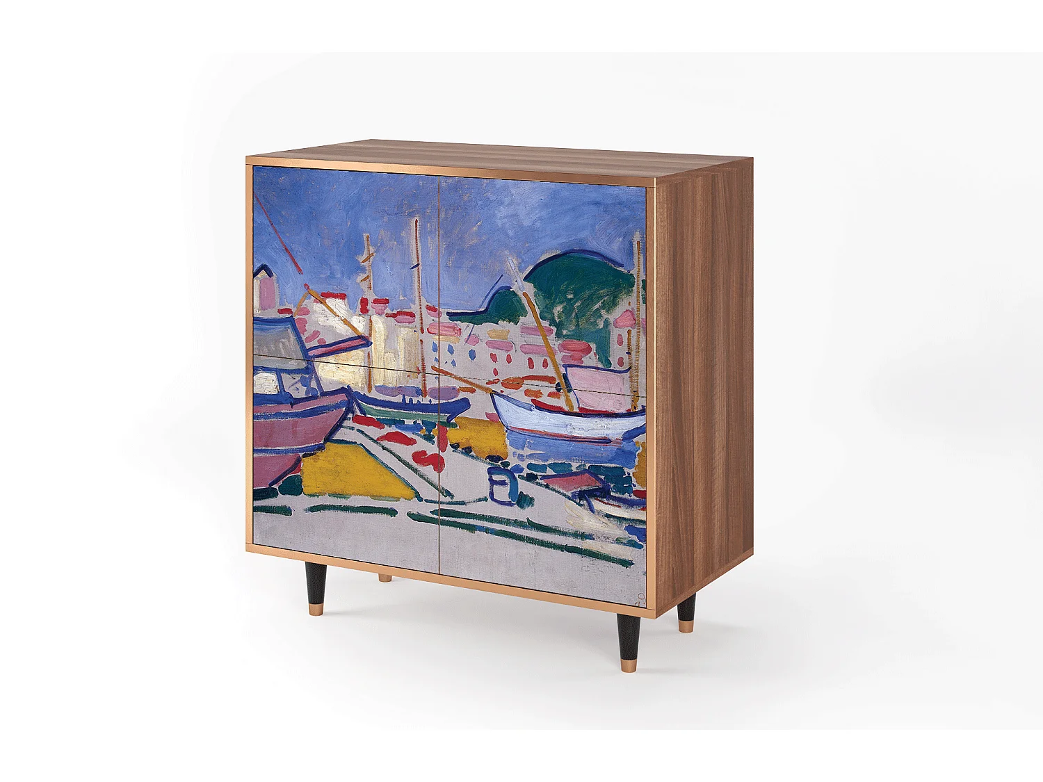 Buffet - 94x96x48 cm - BS3 - The Port of Collioure , Noyer