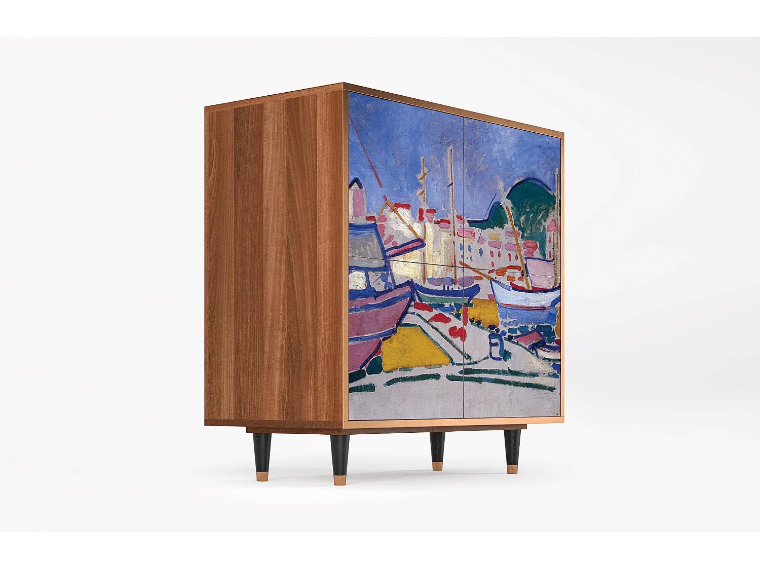 Buffet - 94x96x48 cm - BS3 - The Port of Collioure , Noyer