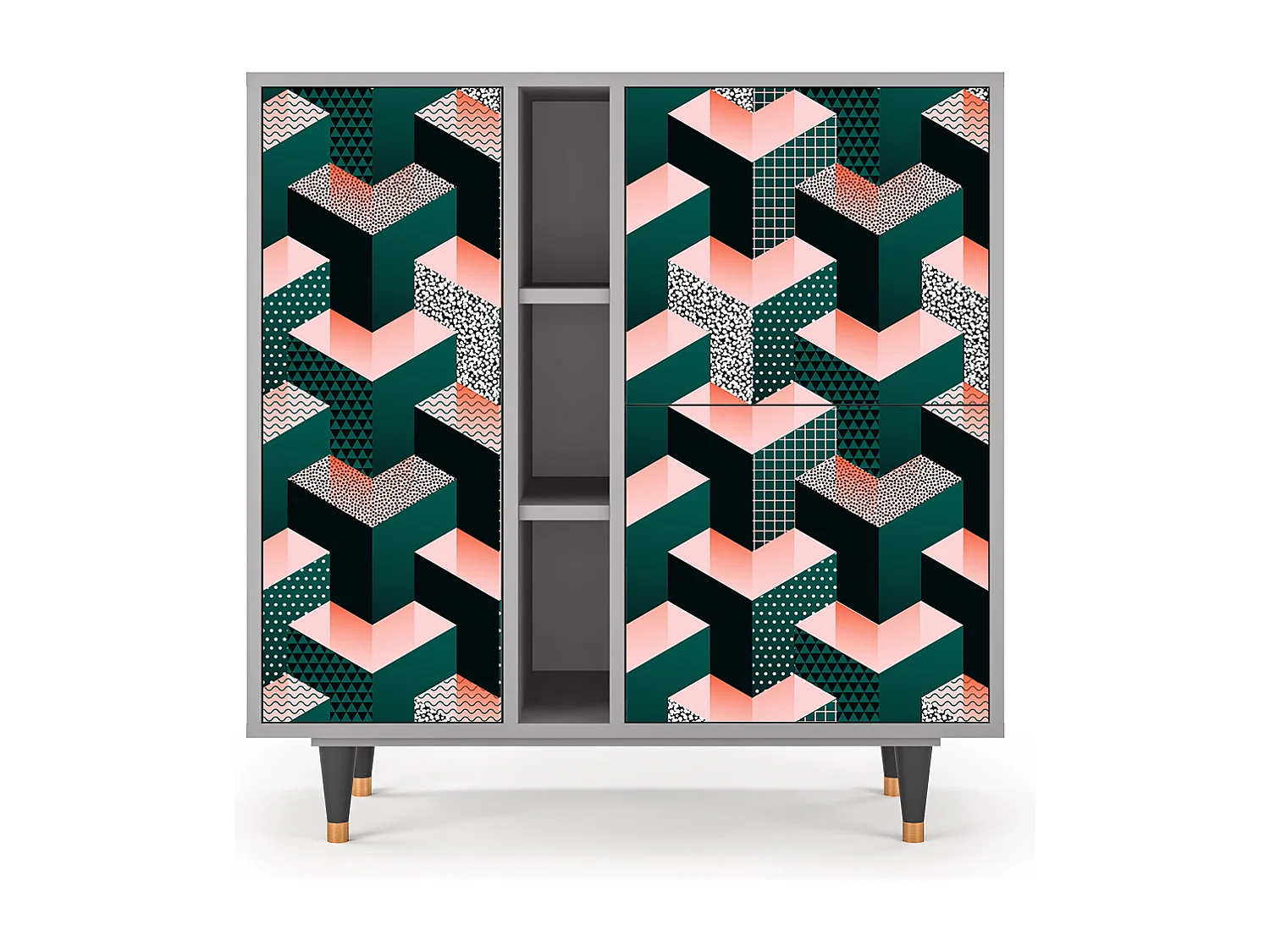 Kredens - 94х96х41 cm - BS5 - Geometric Madness, Szary