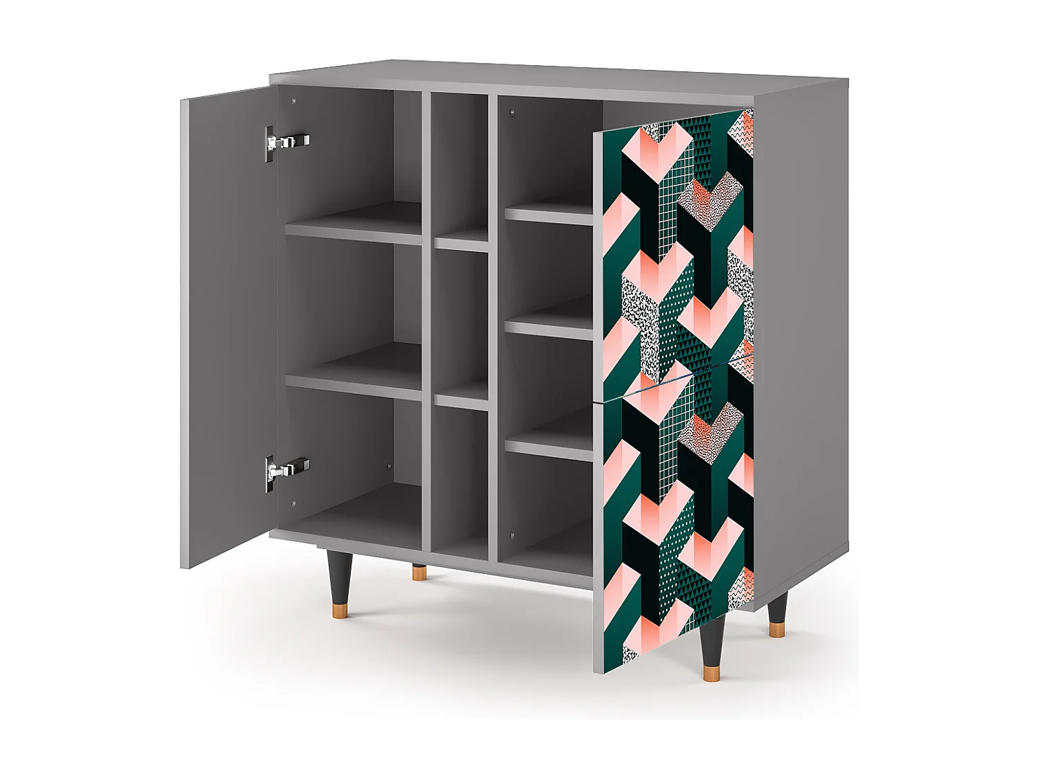 Kredens - 94х96х41 cm - BS5 - Geometric Madness, Szary