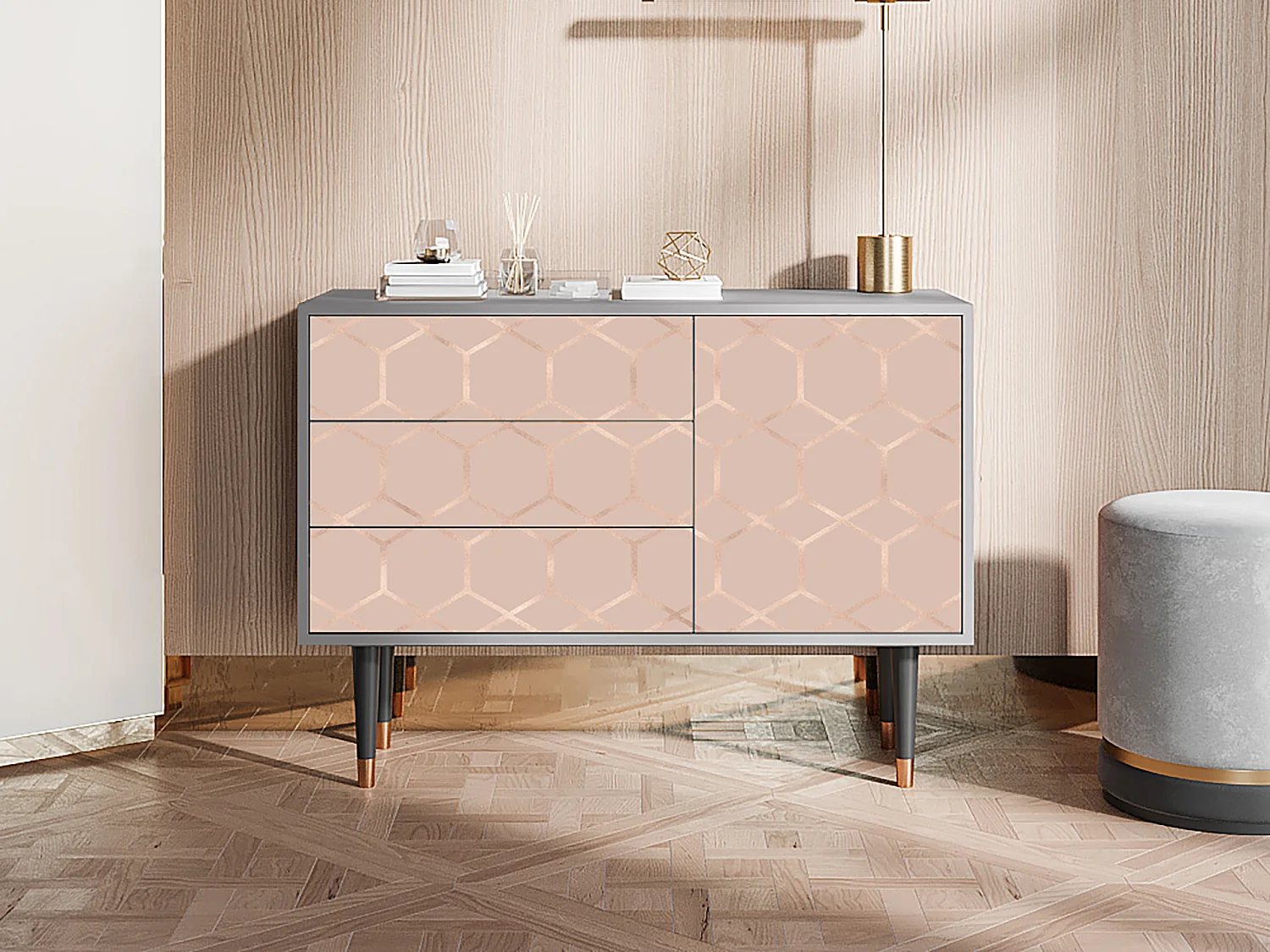 Credenza - 115х84х41 cm - S3 - Rose Honeycomb, Grigio
