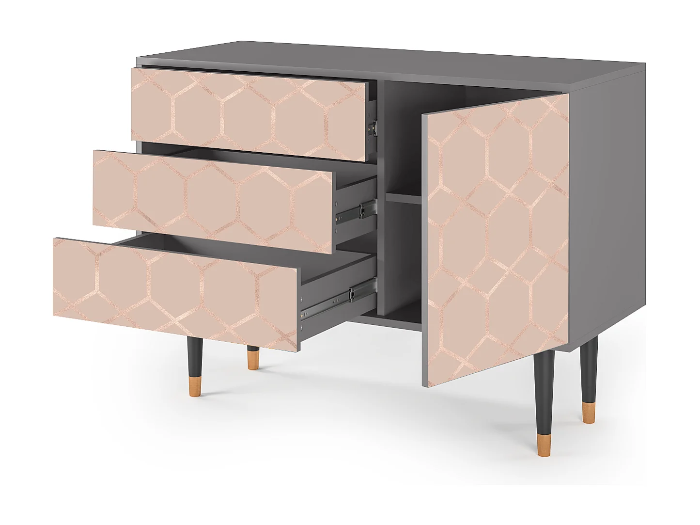 Credenza - 115х84х41 cm - S3 - Rose Honeycomb, Grigio