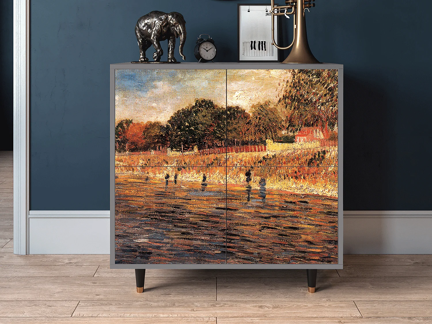 Kredens - 94x96x48 cm - BS3 - The Banks, Szary