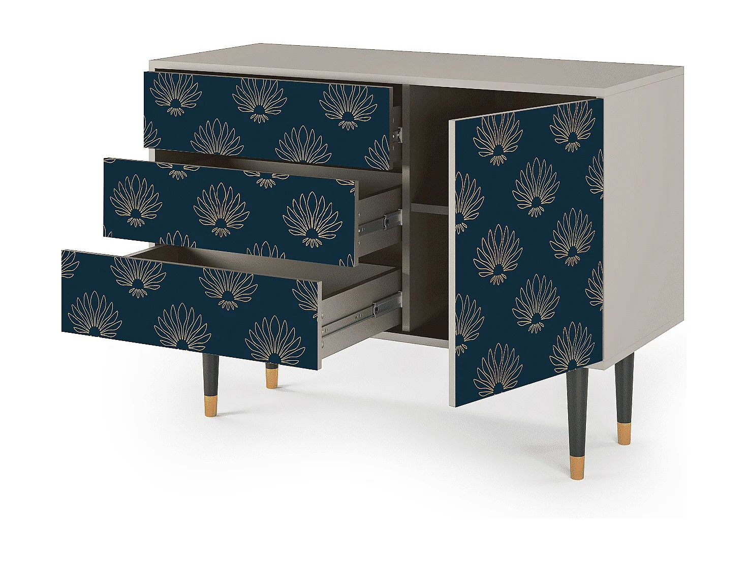 Kredens - 115х84х41 cm - S3 - Blue Lotus, Piaskowy