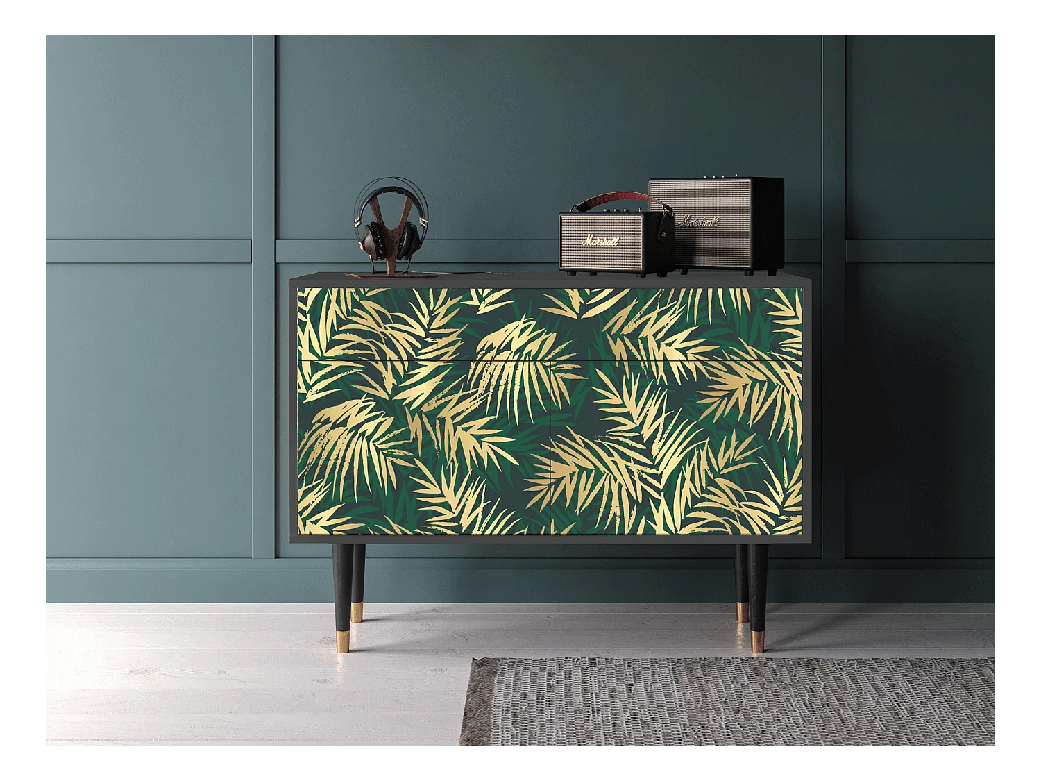Buffet - 115x85x48 cm - BS4 - Sunny Palm Tree, Anthracite