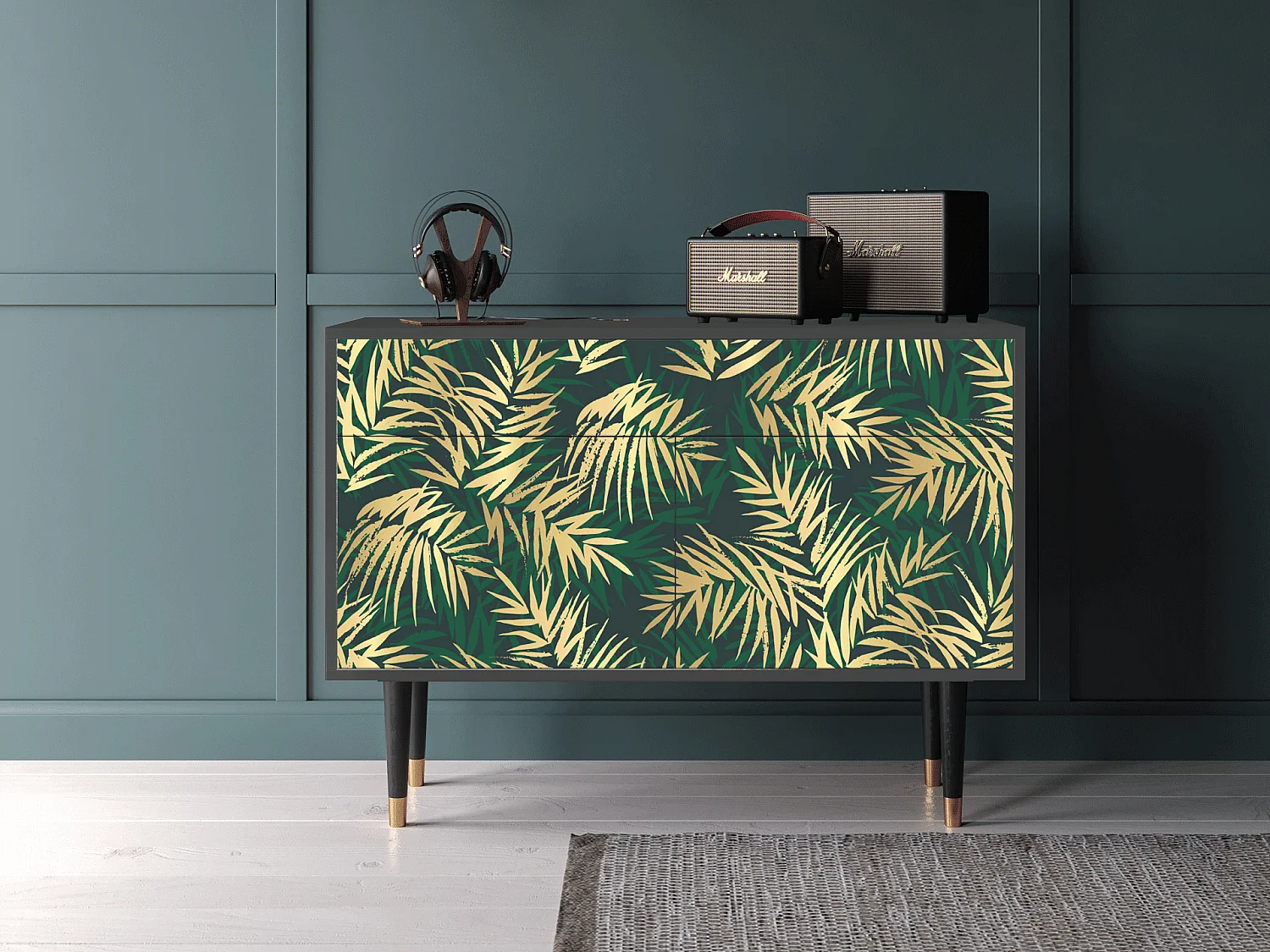 Buffet - 115x85x48 cm - BS4 - Sunny Palm Tree, Anthracite