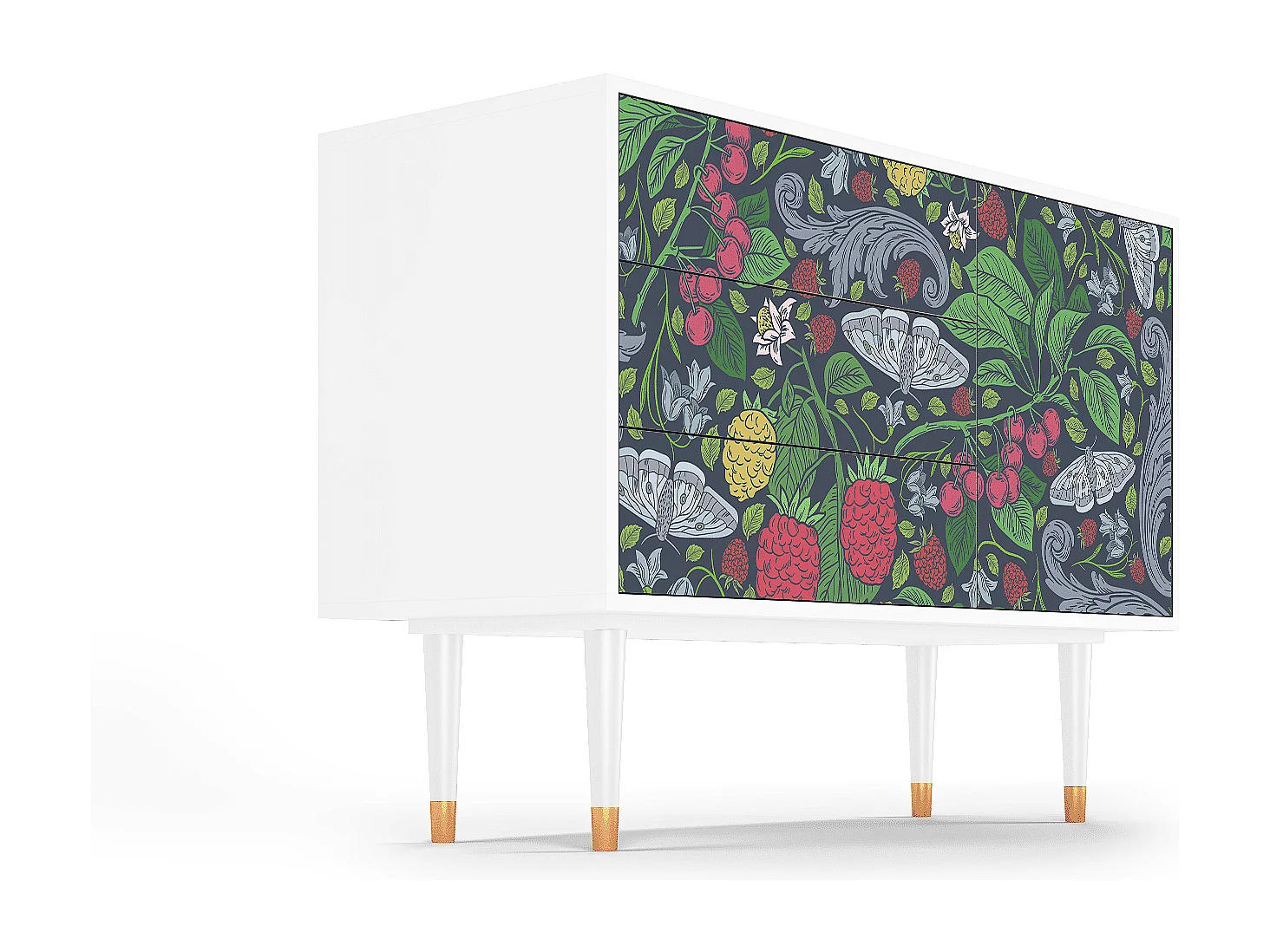 Kredens - 115х84х41 cm - S3 - Summer Berries, Biały