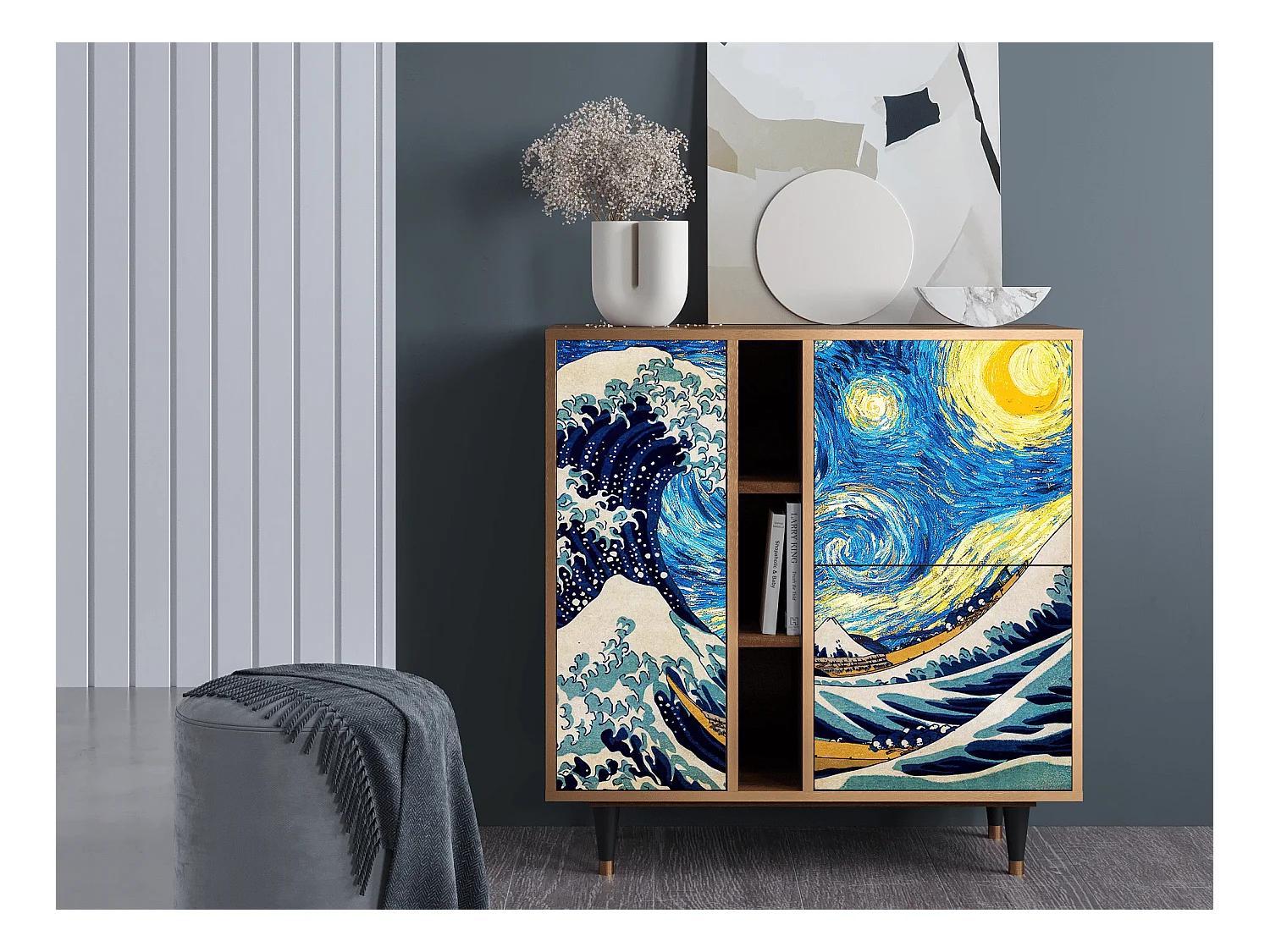 Credenza - 94х96х41 cm - BS5 - Great Wave, Noce
