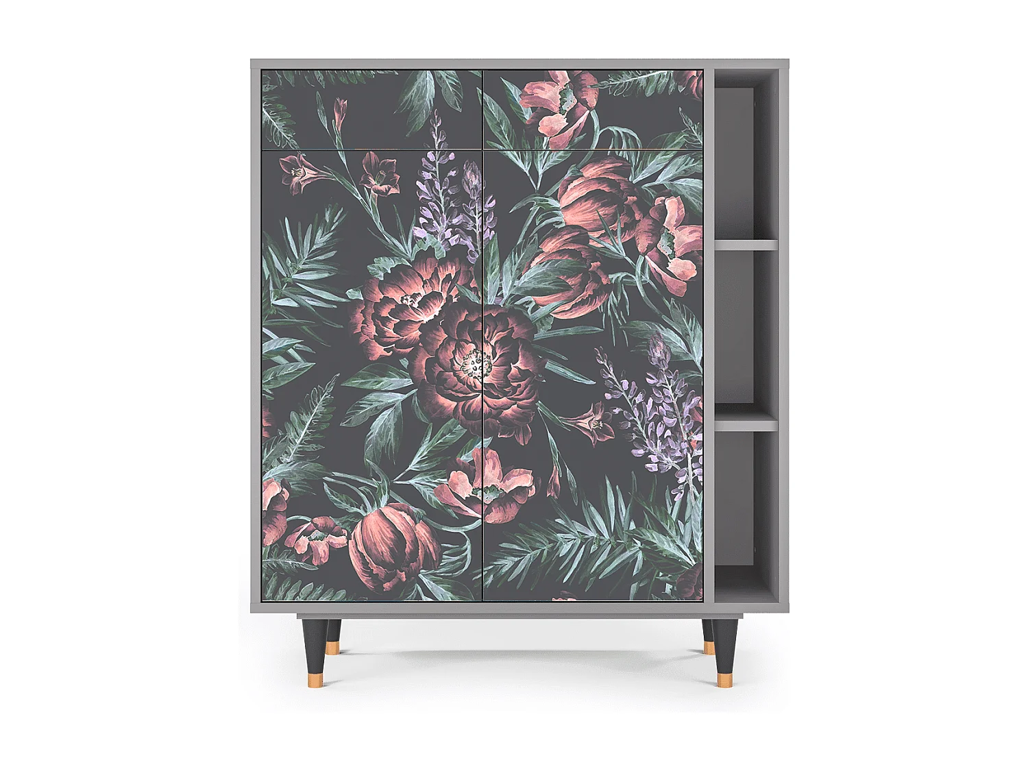 Sideboard - 96х110х41 cm - BS6 - Dark Peonies, Grau