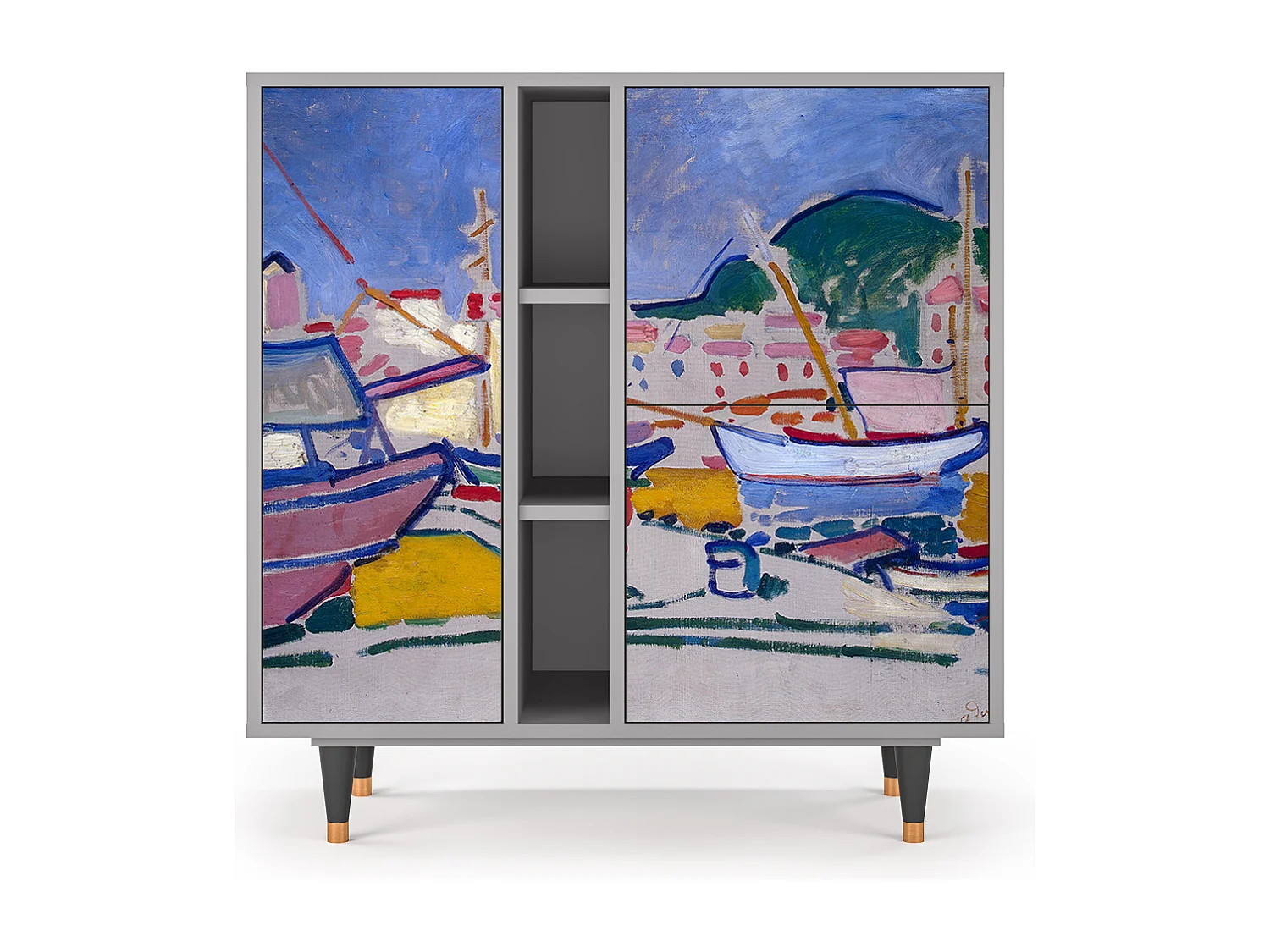 Kredens - 94х96х41 cm - BS5 - The Port of Collioure , Szary