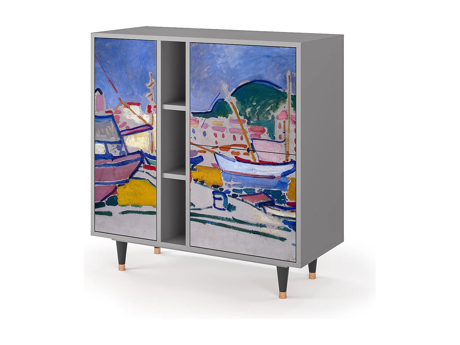 Kredens - 94х96х41 cm - BS5 - The Port of Collioure , Szary