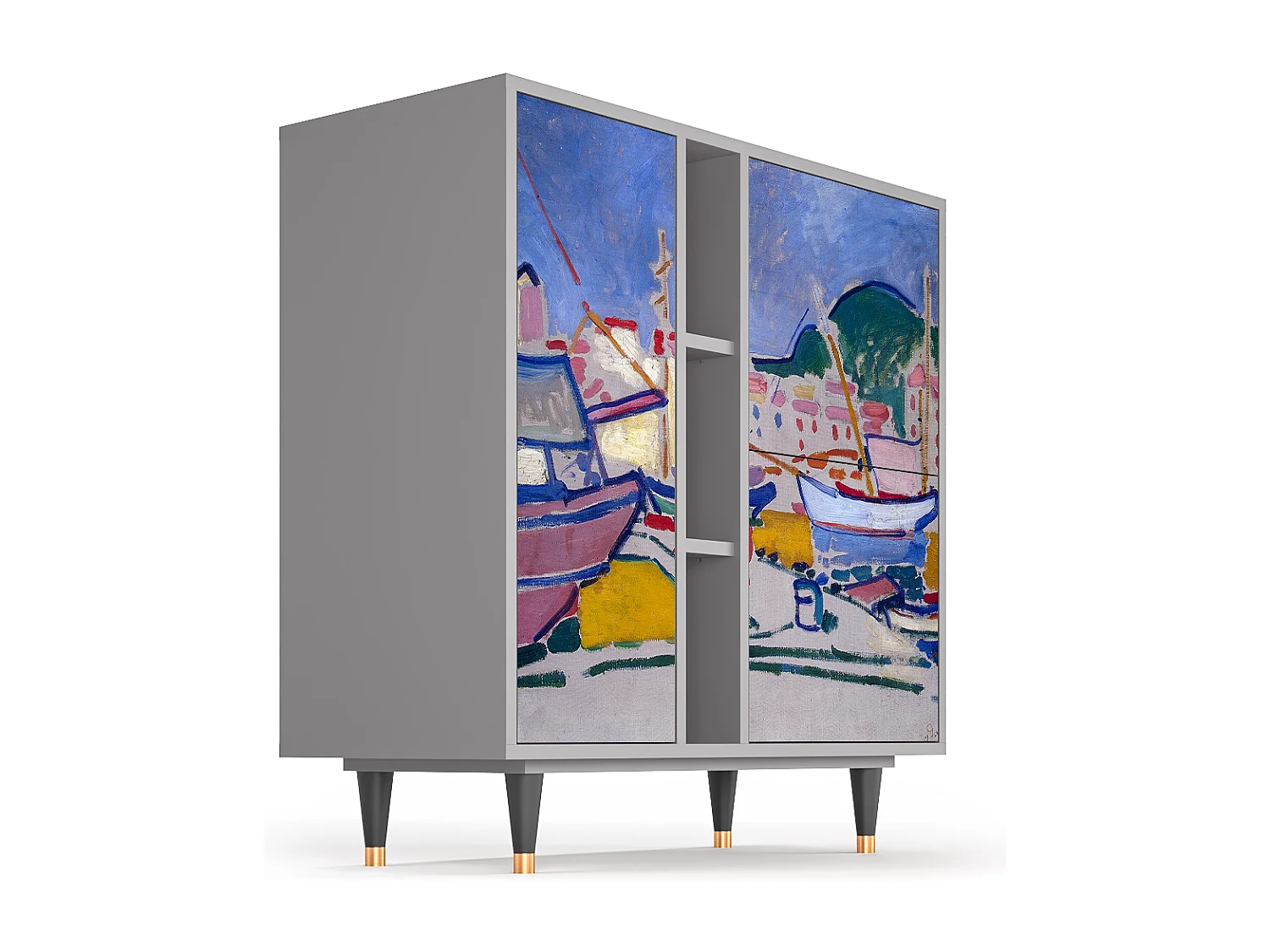 Kredens - 94х96х41 cm - BS5 - The Port of Collioure , Szary