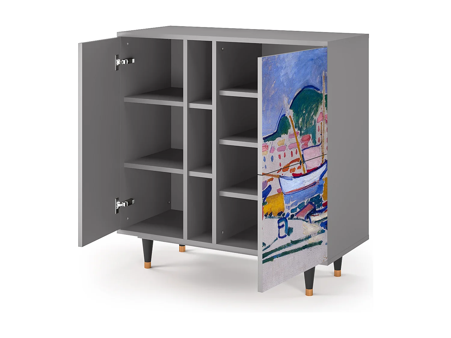 Kredens - 94х96х41 cm - BS5 - The Port of Collioure , Szary