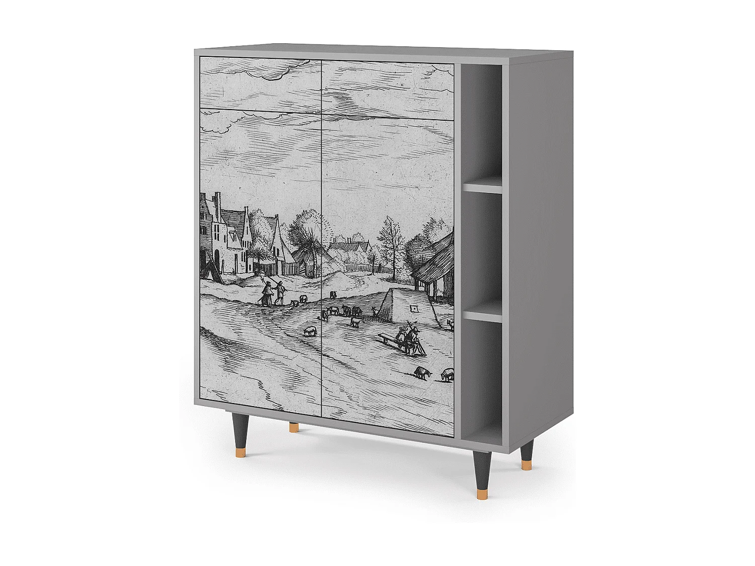 Sideboard - 96х110х41 cm - BS6 - Country Village, Grau