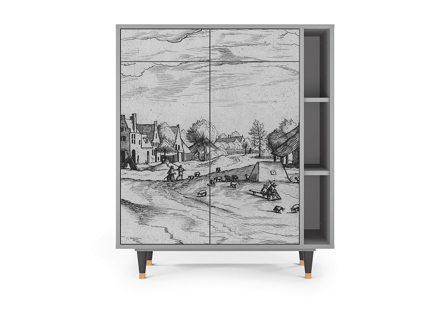 Credenza - 96х110х41 cm - BS6 - Country Village, Grigio