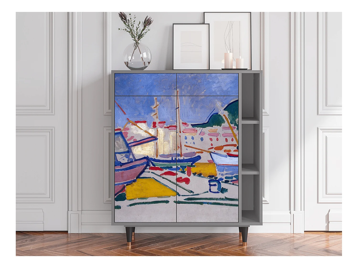 Buffet - 96х110х41 cm - BS6 - The Port of Collioure , Gris