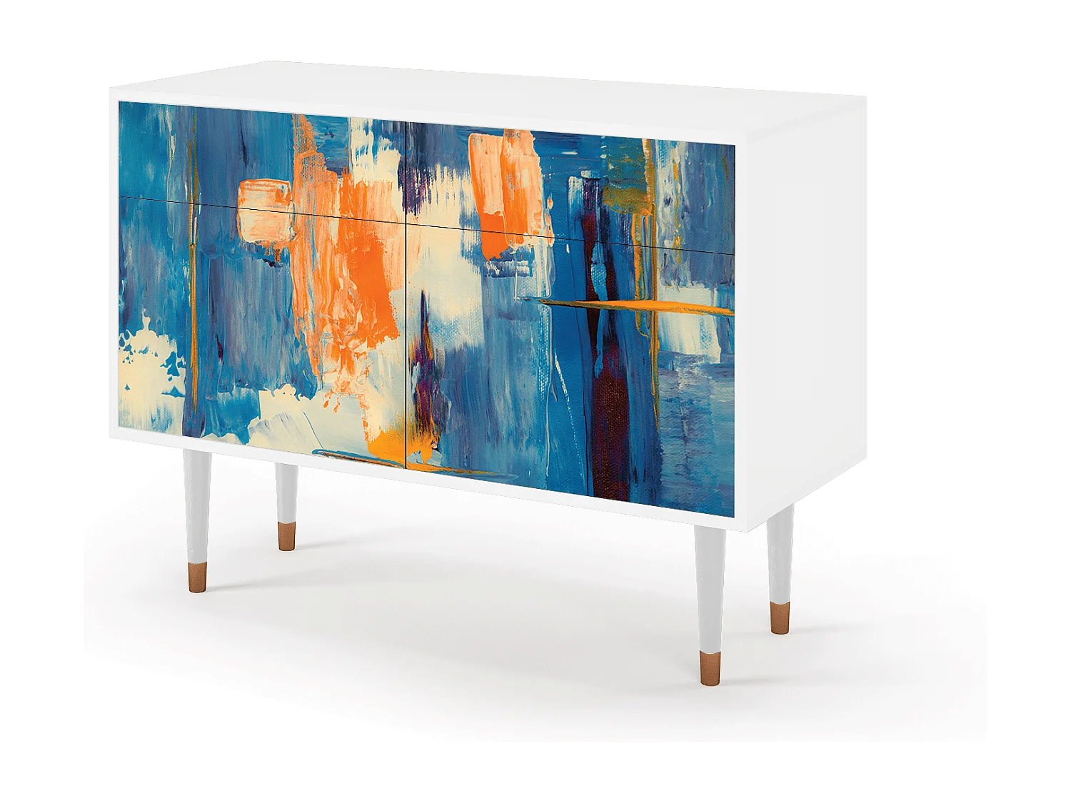 Kredens - 115x85x48 cm - BS4 - Abstract Expressionism, Biały