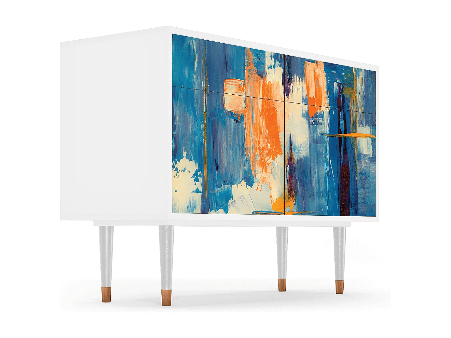 Kredens - 115x85x48 cm - BS4 - Abstract Expressionism, Biały