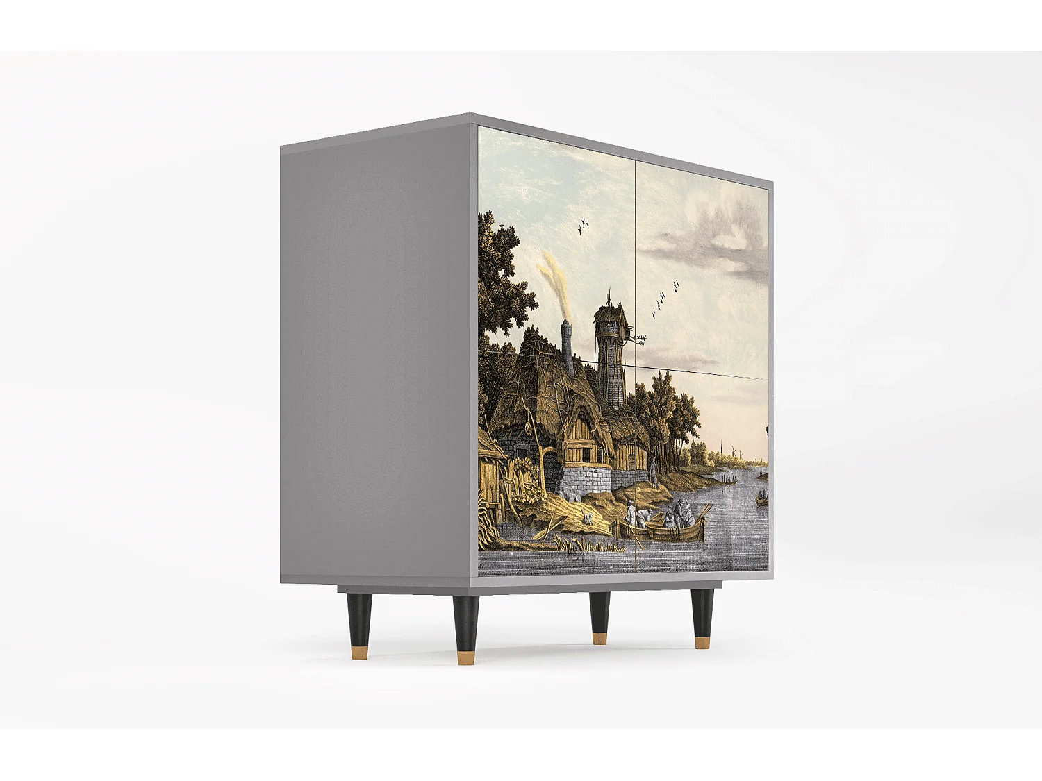 Aparador - 94x96x48 cm - BS3 - Mill along a River, Cinza