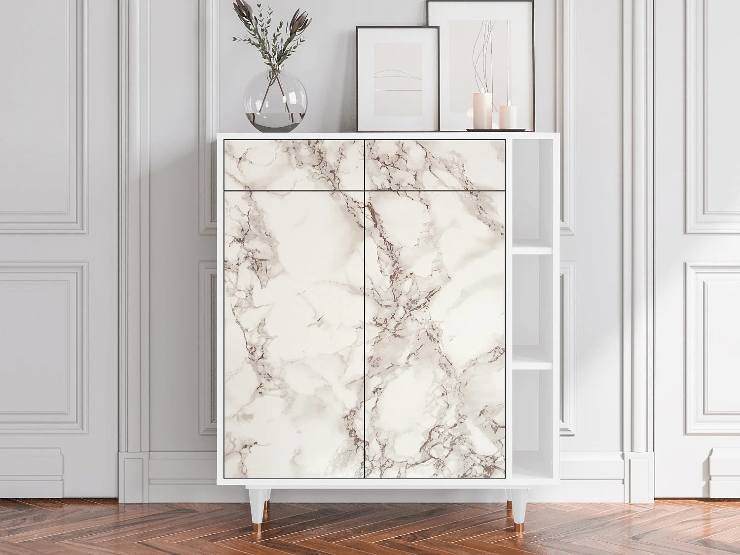 Dressoir - 96х110х41 cm - BS6 - Milk Marble, Wit