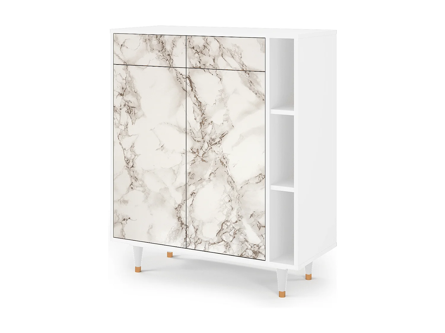 Kredens - 96х110х41 cm - BS6 - Milk Marble, Biały