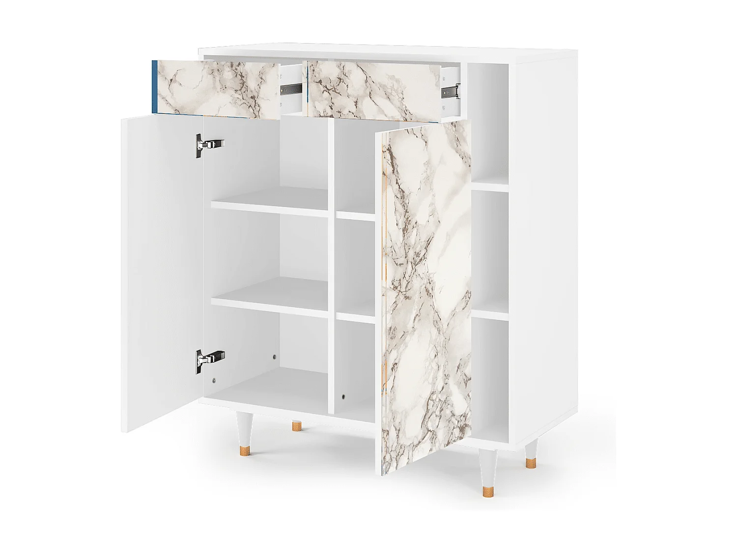 Kredens - 96х110х41 cm - BS6 - Milk Marble, Biały