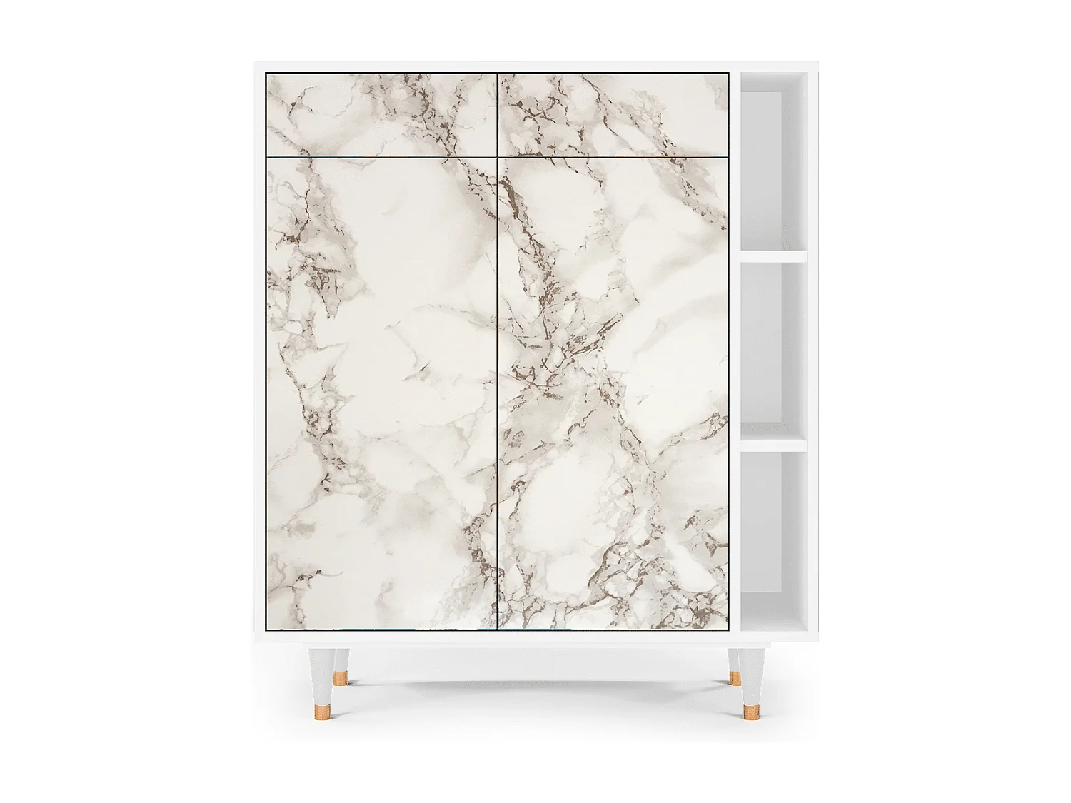 Kredens - 96х110х41 cm - BS6 - Milk Marble, Biały