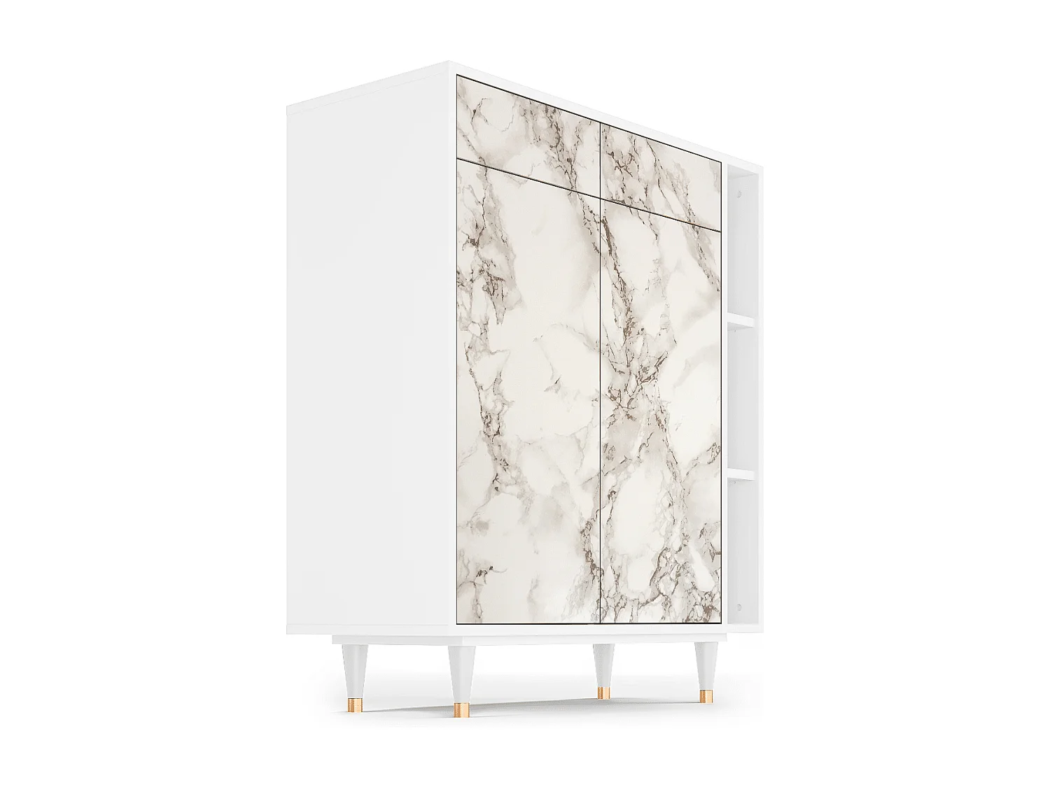 Kredens - 96х110х41 cm - BS6 - Milk Marble, Biały