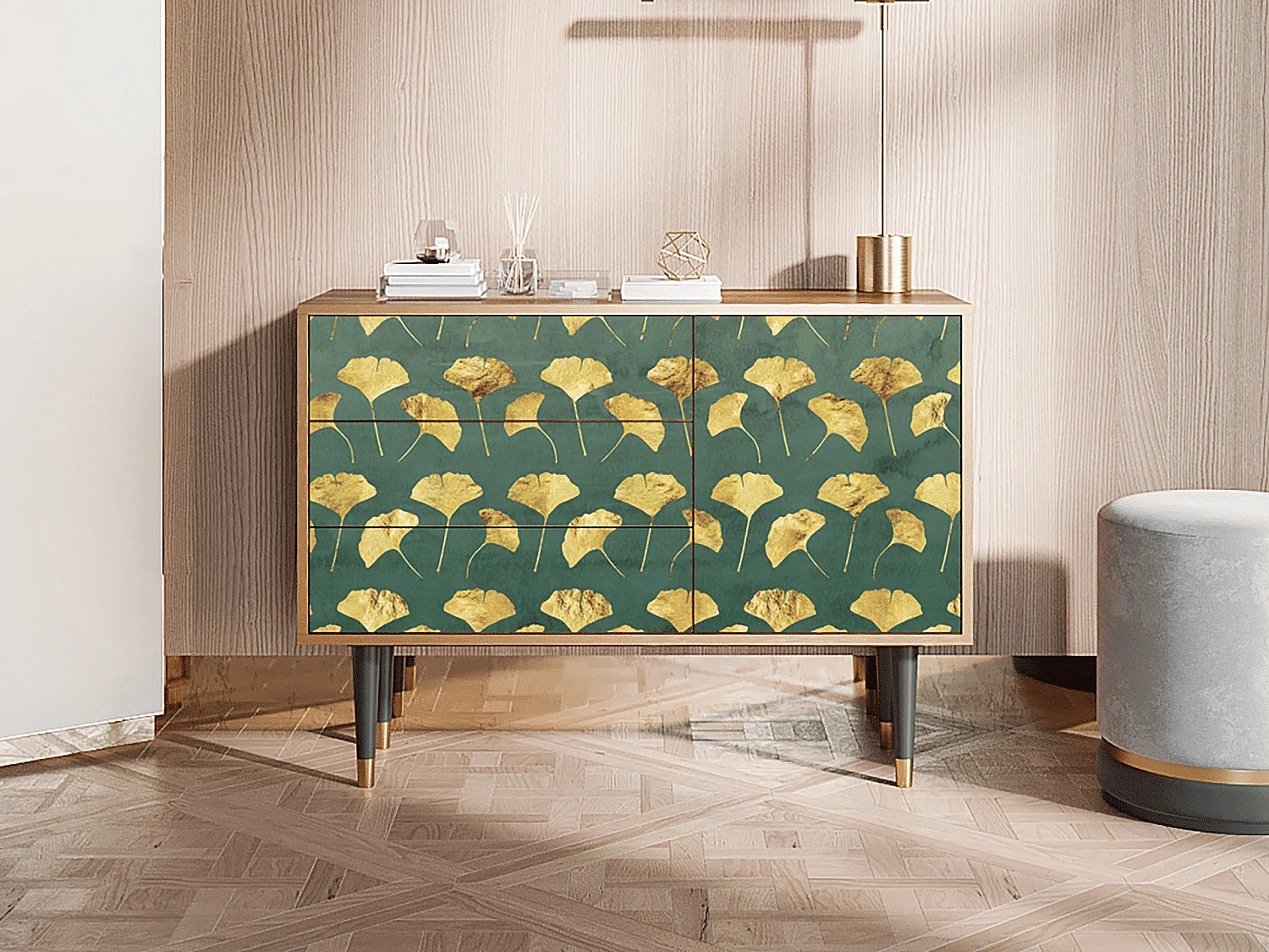 Credenza - 115х84х41 cm - S3 - Gingko leaves, Noce