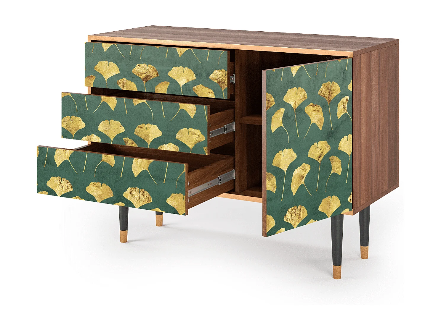 Credenza - 115х84х41 cm - S3 - Gingko leaves, Noce