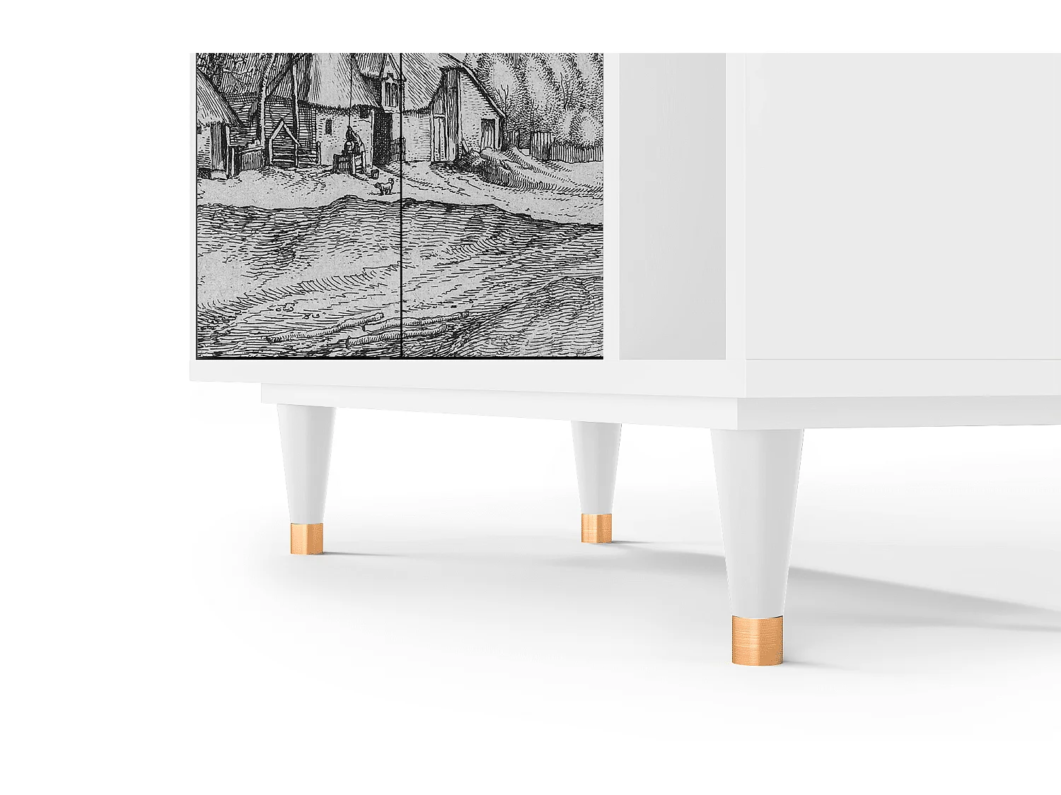 Kredens - 96х110х41 cm - BS6 - Farms in a Village, Biały