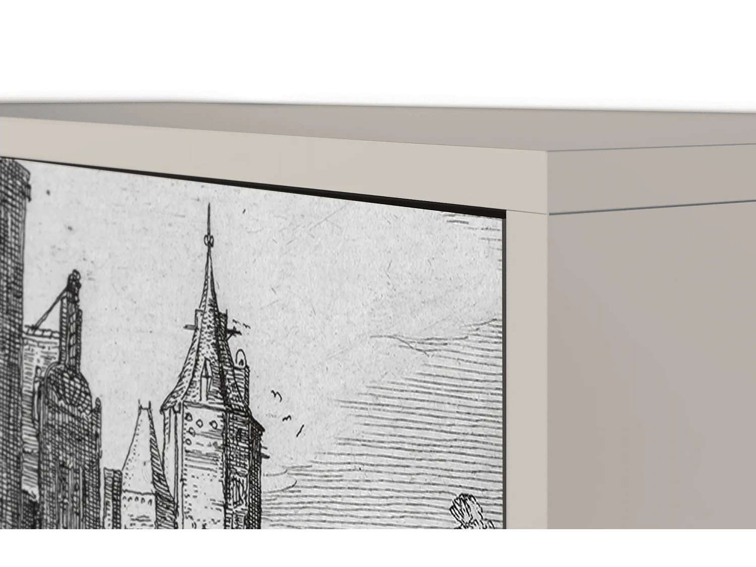 Kredens - 115х84х41 cm - S3 - Castle with Bridge, Piaskowy