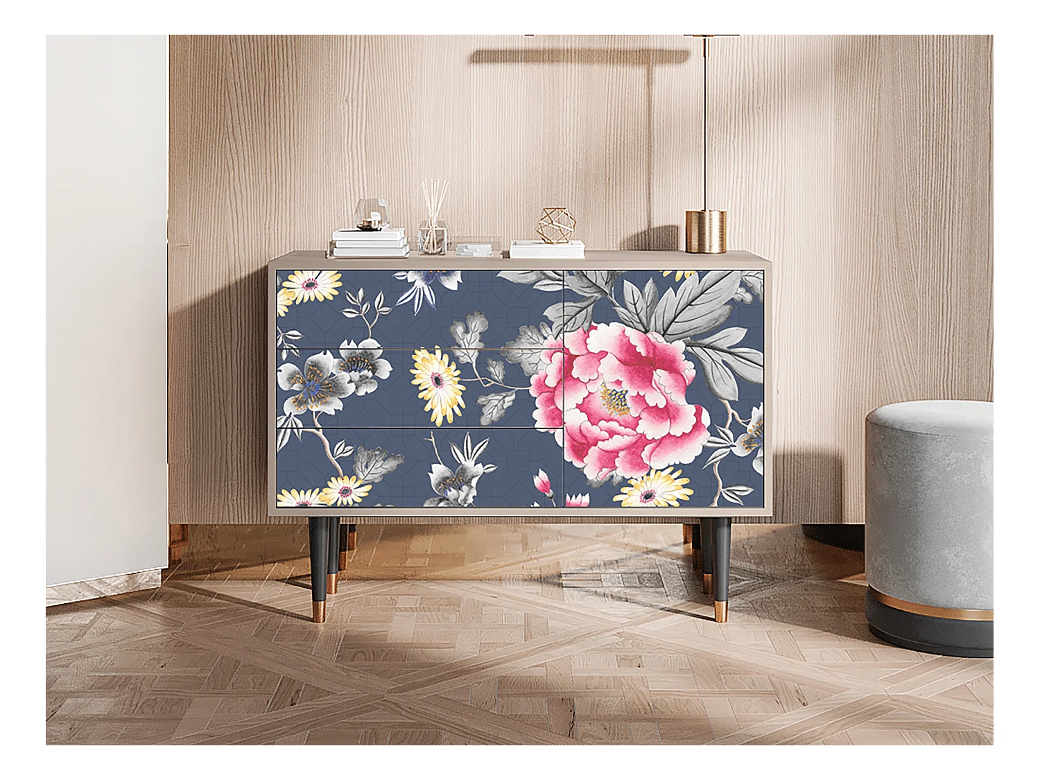 Kredens - 115х84х41 cm - S3 - Dark Flower Bed, Latte