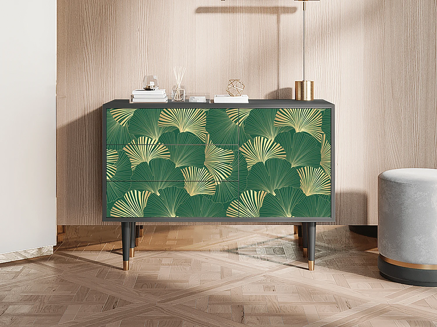 Aparador - 115х84х41 cm - S3 - Gold Ginkgo, Antracite