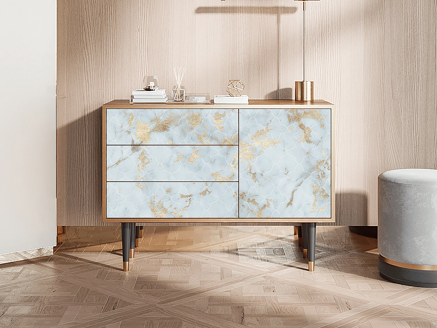 Credenza - 115х84х41 cm - S3 - Golden Waves, Noce