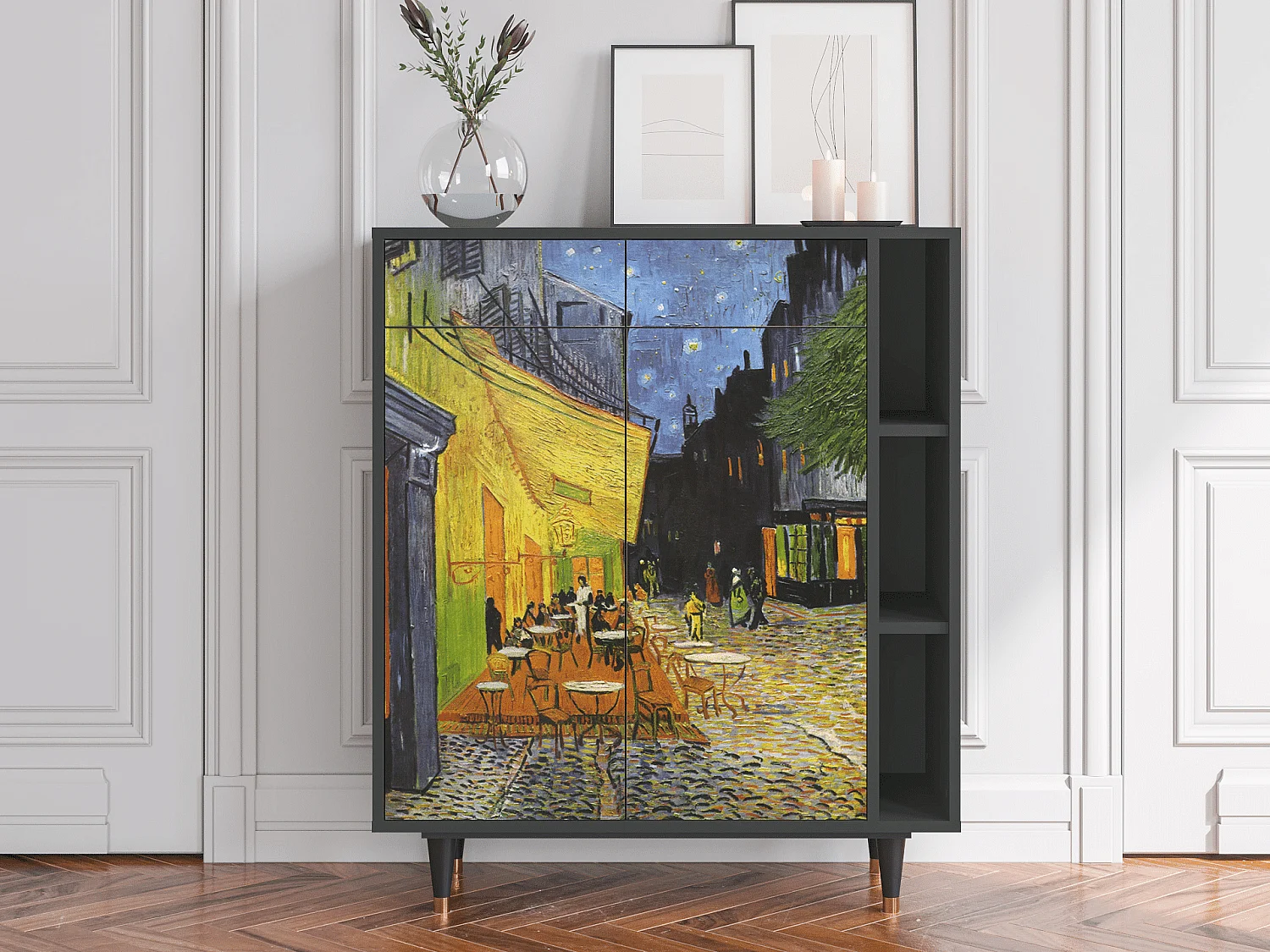 Kredens - 96х110х41 cm - BS6 - Café Terrace at Night, Antracyt